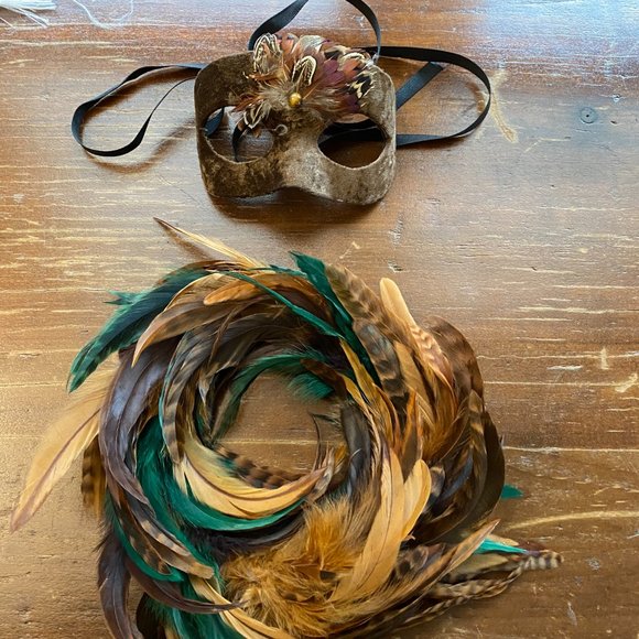 Masquerade Mask Feather Masks (HANDMADE W REAL FEATHERS) - Picture 2 of 16